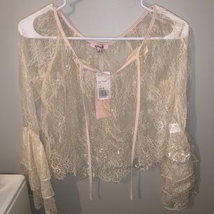 a.peach lace long sleeve